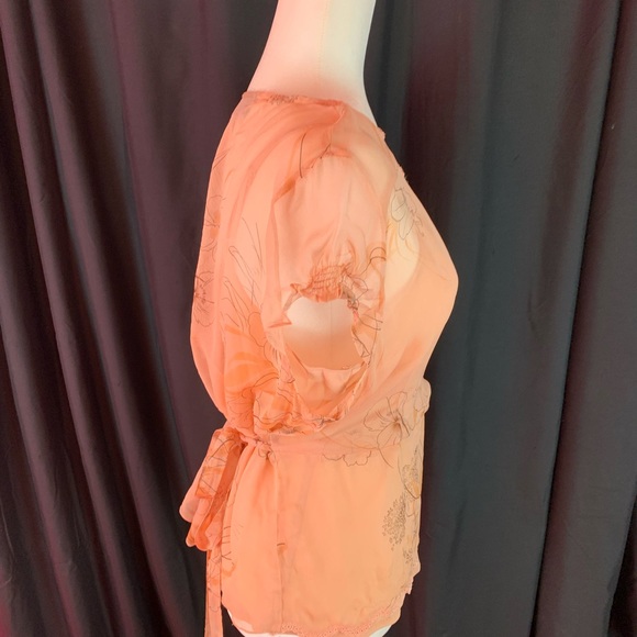 Separates peach floral sheer shirt with tank size XL - Picture 4 of 6
